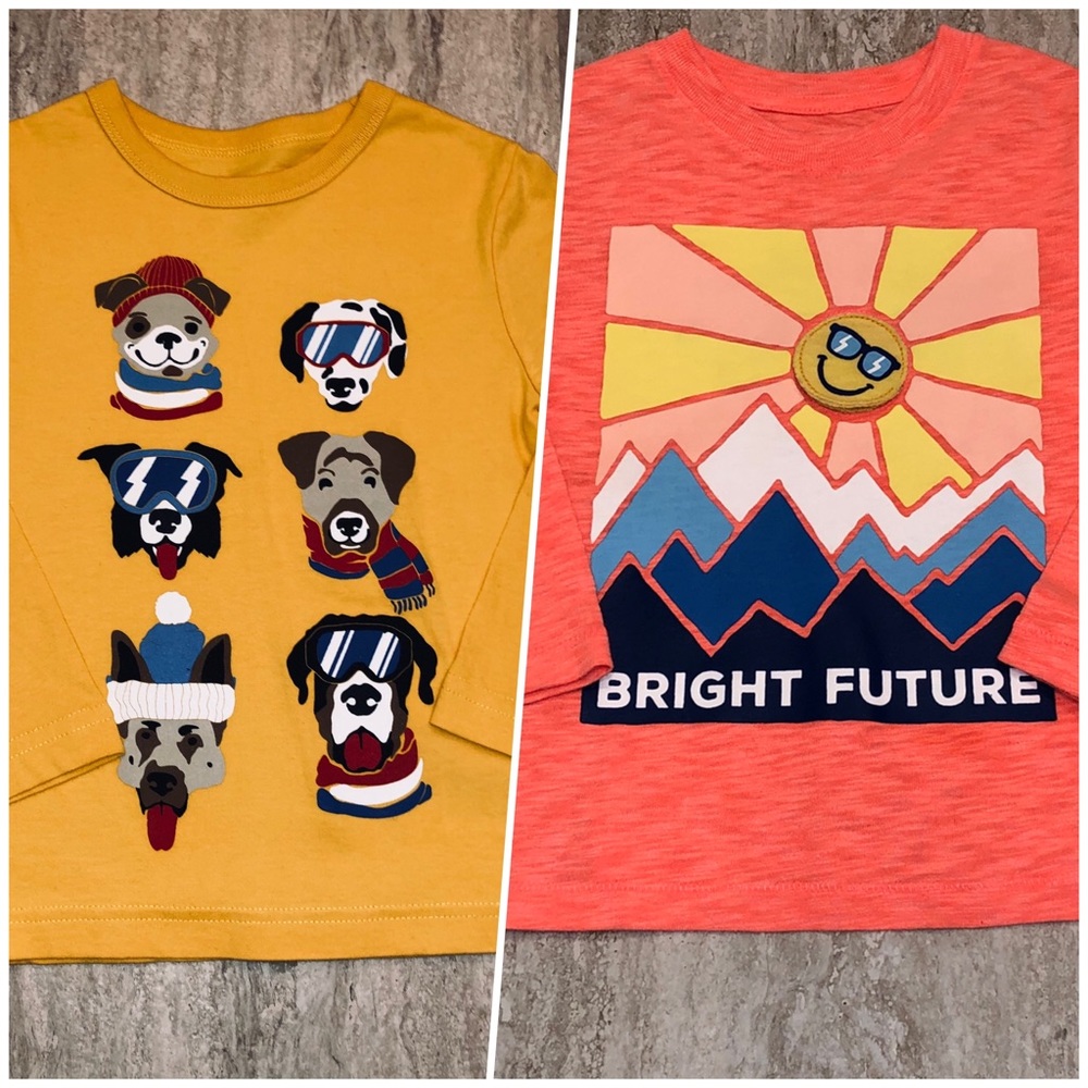 GAP 3T long sleeve graphic tee duo!